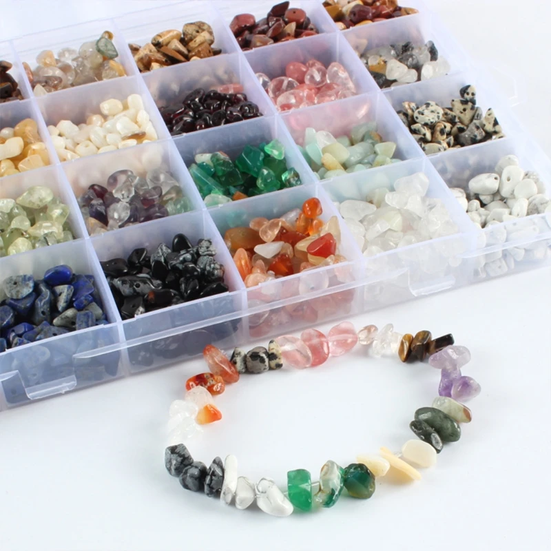 

Irregular Natural Stone DIY Craft Accessories Combination Gemstone Beads 24 Grids Bracelet Earring Making Art L41B