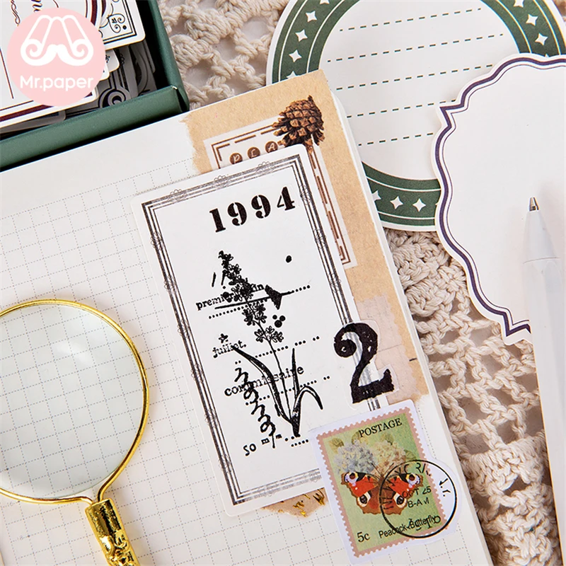 Mr. paper 100 шт./кор. Винтажная Коллекция заметок деко наклейки для дневника
