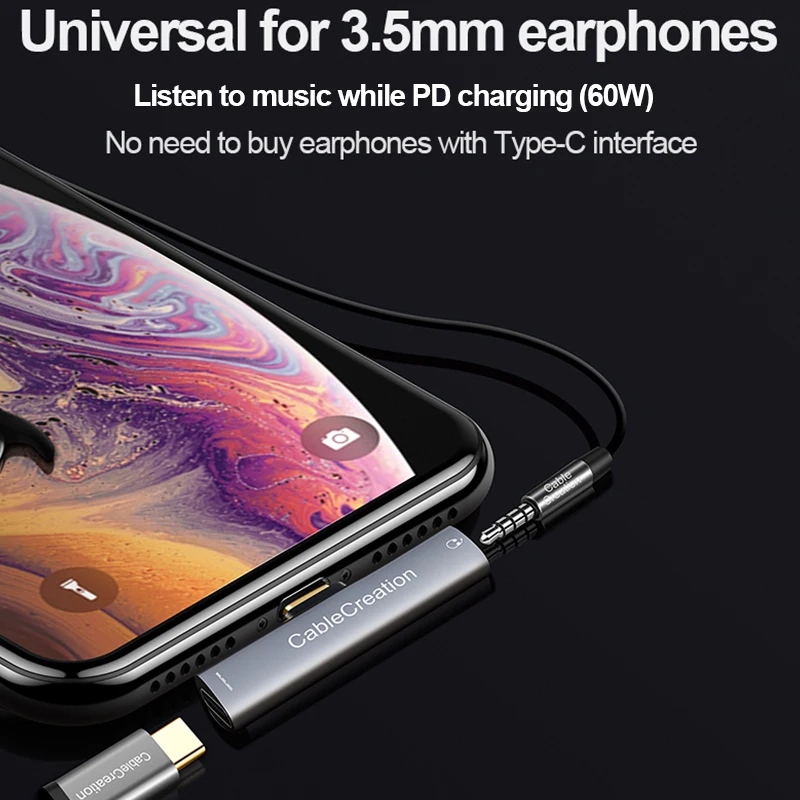 CableCreation USB Type C to 3.5mm Jack Earphone 2 in 1 Audio Cable Adapter with PD QC Charging Cord For Huawei Samsung | Электроника