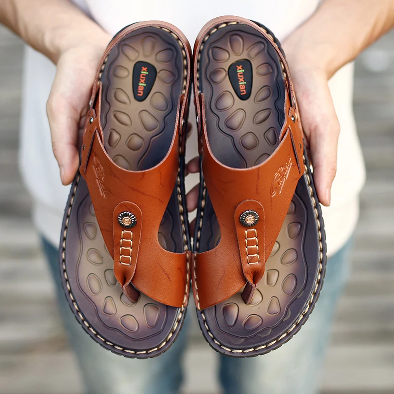 

2020 new summer men 39 s sandals gladiator mens roman leather beach italian close toe slippers for shoes High Quality sandalhas