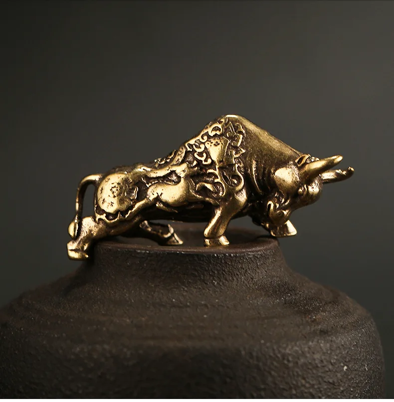 Vintage Brass Wealthy cattle bull DIY Keychain ring Pendant ornament Miniature Fitting Accessories a0282 | Дом и сад
