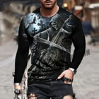 Европейская и американская популярная мужская Спортивная футболка для отдыха с 3D Цифровым принтом уличная трендовая футболка с 3D принтом и длинным рукавом