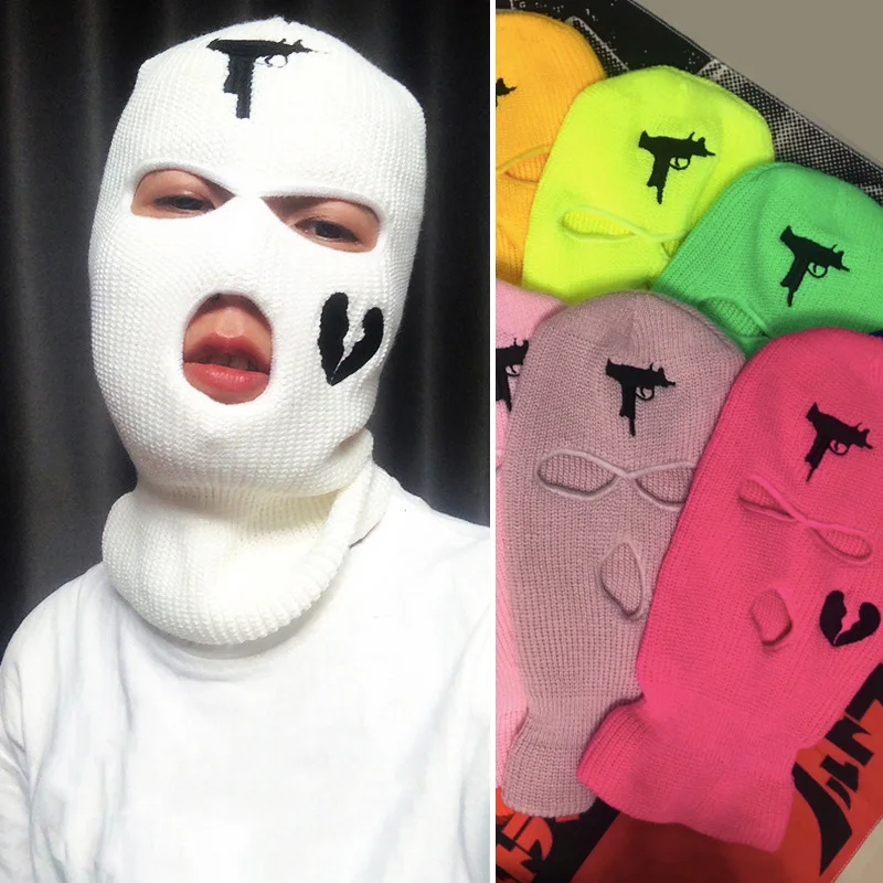 

Face Cover Ski Mask Hat 2021 Winter Balaclava Three-Hole Tactical Mask Full Face Windproof Knit Beanies Bonnet Unisex Warm Caps