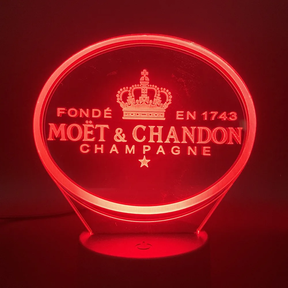 3d светодиодный ночной Светильник Moet Et Chandon шампанского, лампа для внутреннего украшения, меняющая цвет, сенсорный датчик, пульт дистанционного управления, лампа