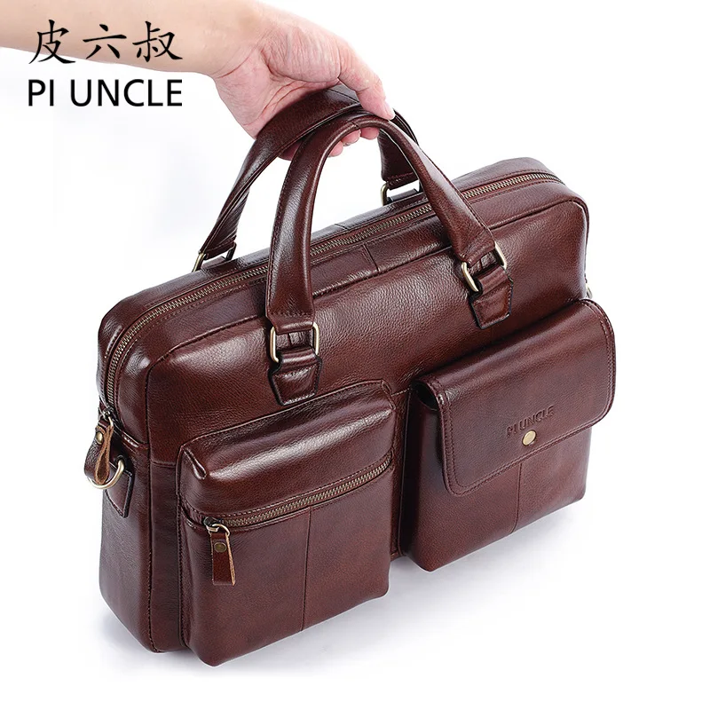 New Luxury Cow Genuine Leather Business Men's Briefcase Male Shoulder Bag Messenger Tote Computer Handbag | Багаж и сумки