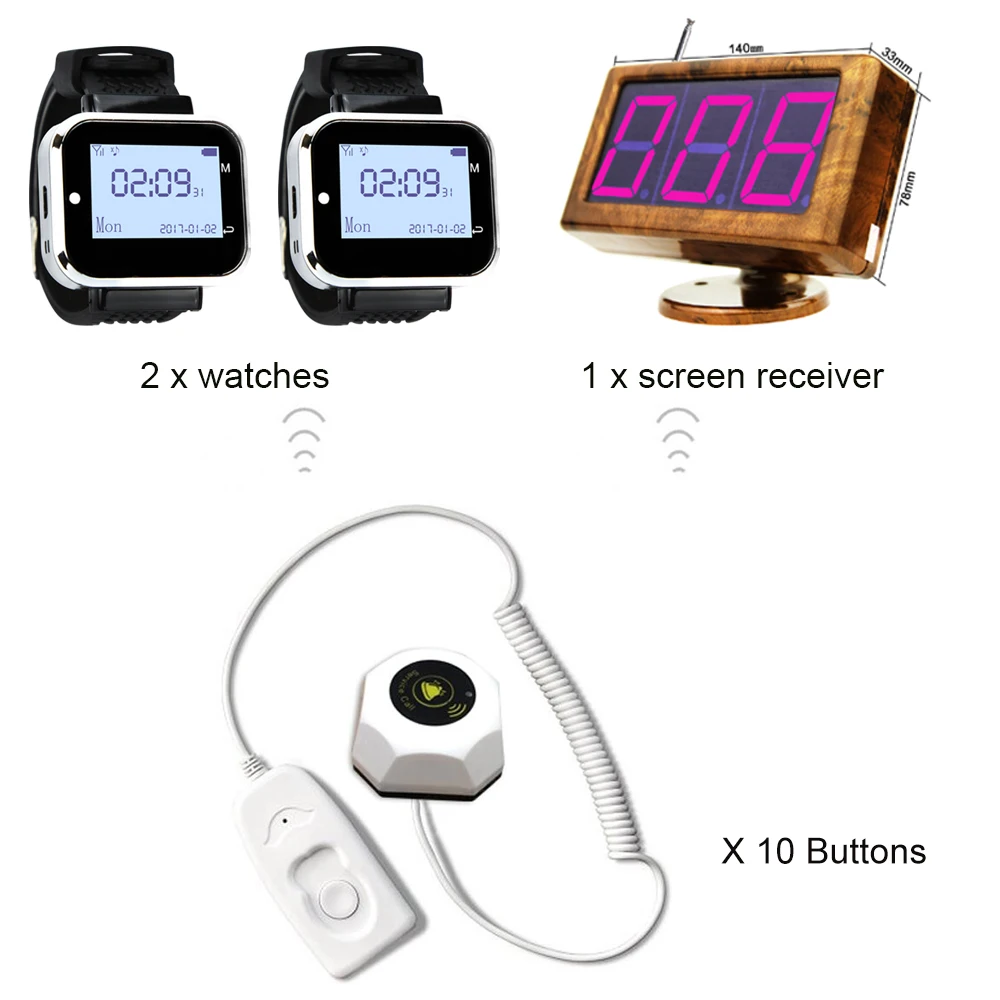 

JINGLE BELLS Wireless Hospital Nurse Clinics Calling System Calling Button Transmitters Watch Pager Screen Receiver Voice