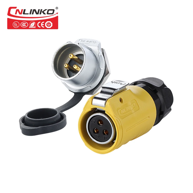 CNLINKO LP серия M20 3-контактный круговой 20A 500V промышленные вилки и розетки IP67 Водонепроницаемый солнечной разъем питания