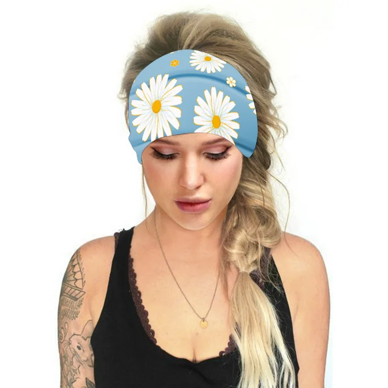 Женская широкая повязка для волос с цветочным принтом 2020| |