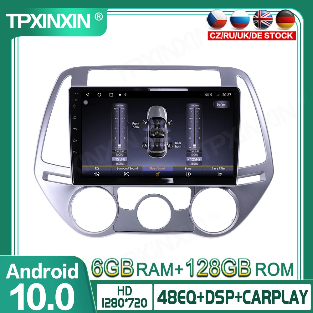 Автомобильный мультимедийный стерео плеер Android 10 0 6 + 128G для Hyundai I20 2008 2014 с Gps