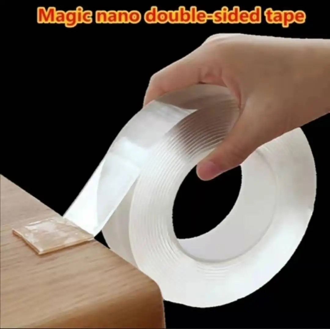 

Clear Transparent Magic Nano Tape Washable Reusable Double-Sided Tape Adhesive No Trace Paste Removable Glue Cleanable Household