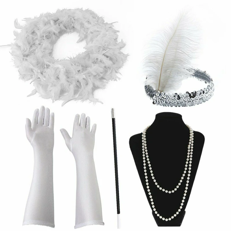 Горячие Дамы Gatsby модные аксессуары для платьев Flapper Charleston девушка костюм набор Foa