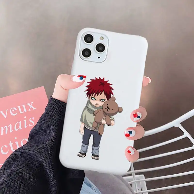 

Naruto Gaara Phone Case White Candy Color for iPhone 6 7 8 11 12 s mini pro X XS XR MAX Plus