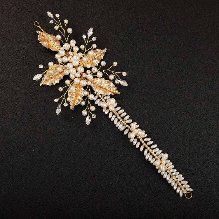 

Le Liin Bride Headpiece New Pearl Bridal Hair Accessories Fashion Alloy Leaf Hair Headband