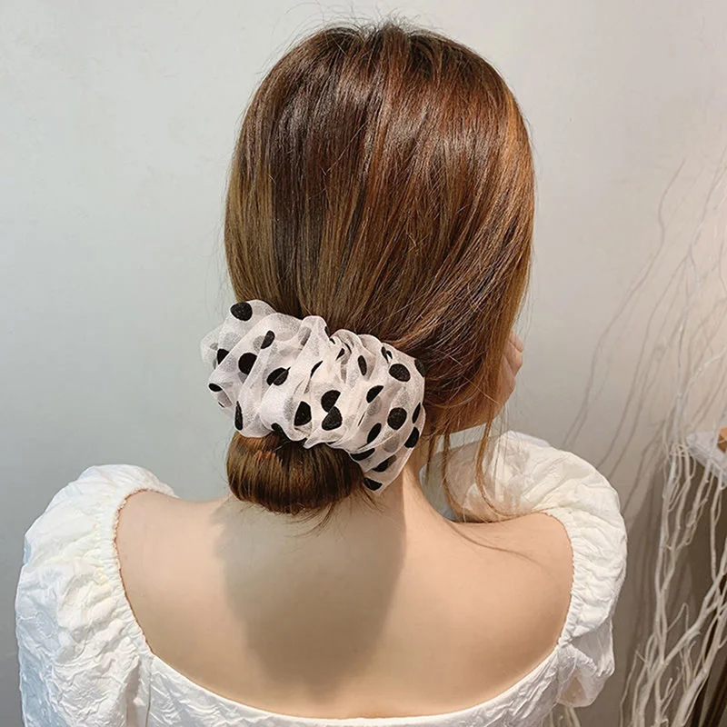 

Bun Hairstyle Hairdressing Tools Hair Stick Hairpin Net Yarn Polka Dot Hair Scrunchies Women Fashion Elegant Hair Accessories