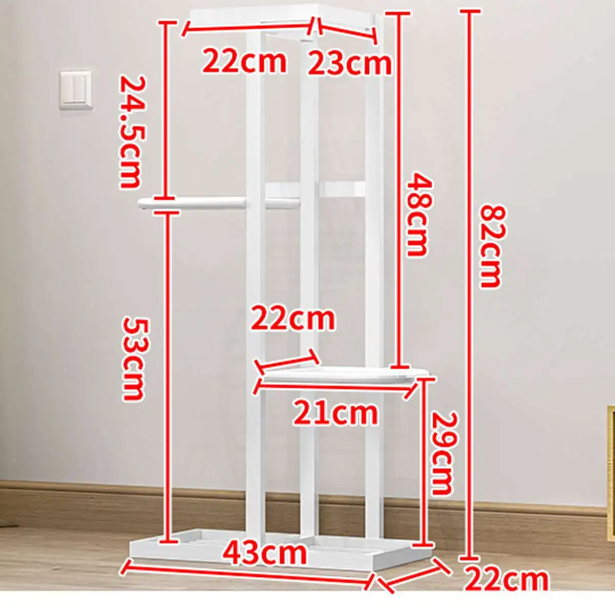 

4 Tier Household Wrought Iron Craft Multi-layer Plant Stand With Four Sides of Fence Rack Balcony Indoor Garden Flower Pot Shelf