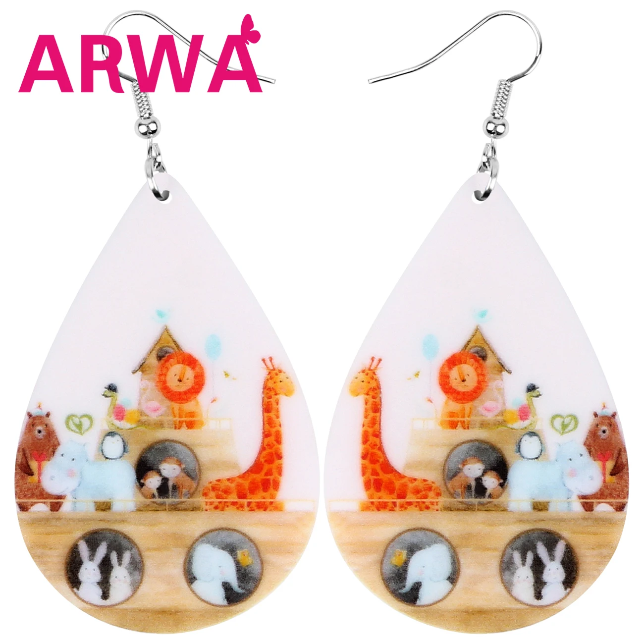 Bonsny акриловые каплевидные серьги в виде жирафа кролика обезьяны бегемота