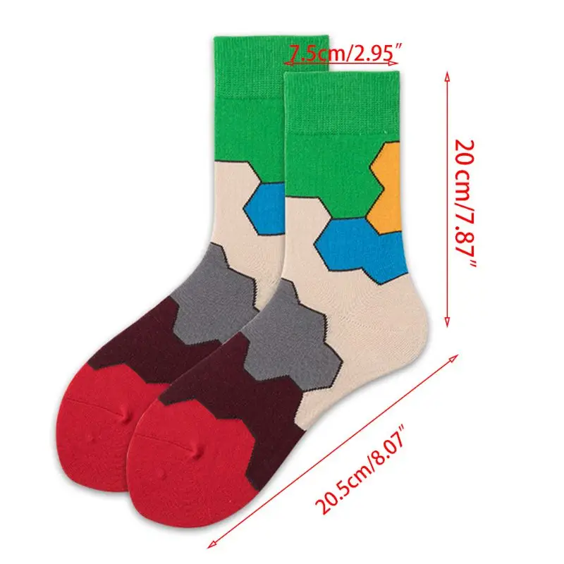 

Patchwork Socks Irregular Shape Color Spliced Street Casual Style Over Ankle Sof
