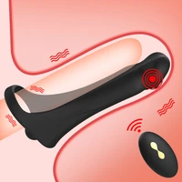 remote control strap on penis vibrator double penetration sex toys for couples penis vibrator ring penis erection vagina plug