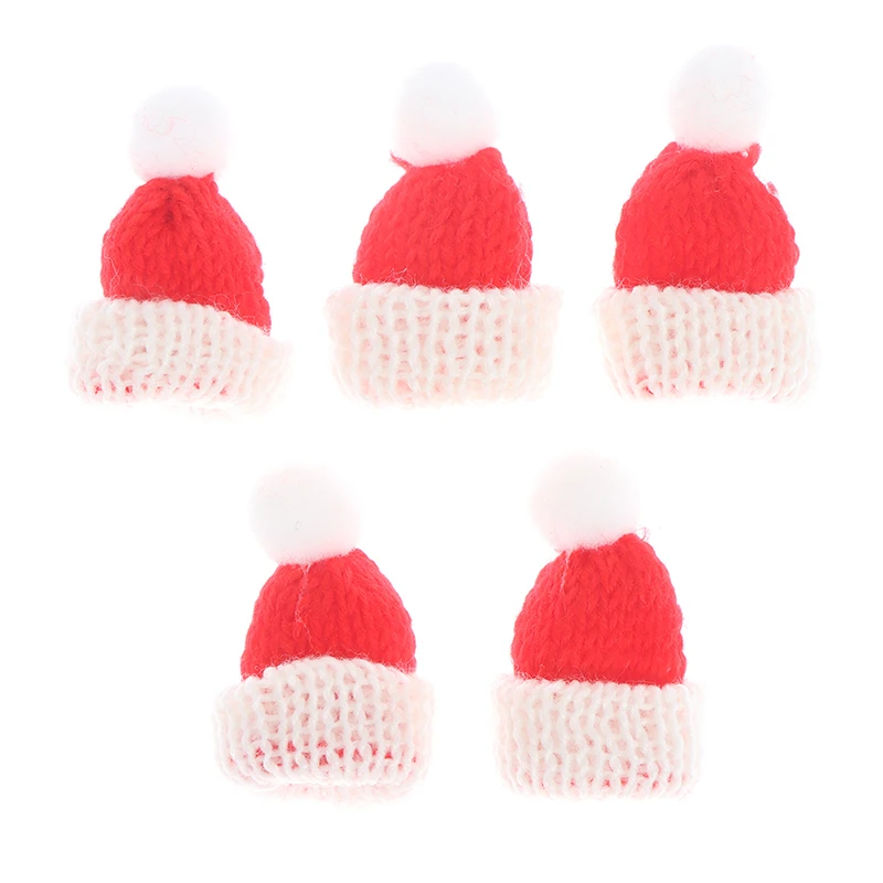 

5pcs Dollhouse Miniature Mini Christmas Hat DIY Craft Supplie Kids Headwear Hair Accessories Brooch Crochet Decor Toys Small Cap