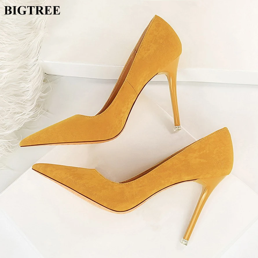 

Autumn Women Concise Suede High Heels Shoes Ladies Black Red Wedding Shoes Sexy Female Stiletto Pointed Party Woman Pumps Dress