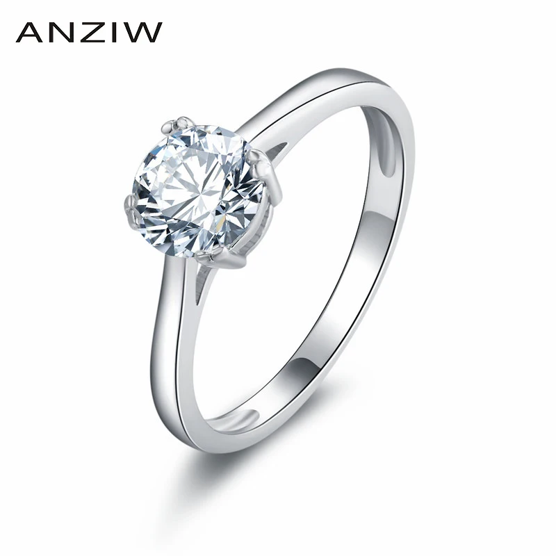 

Real 1.0 Carat Engagement Ring 925 Sterling Silver SONA NSCD Wedding Rings For Women Party Gift