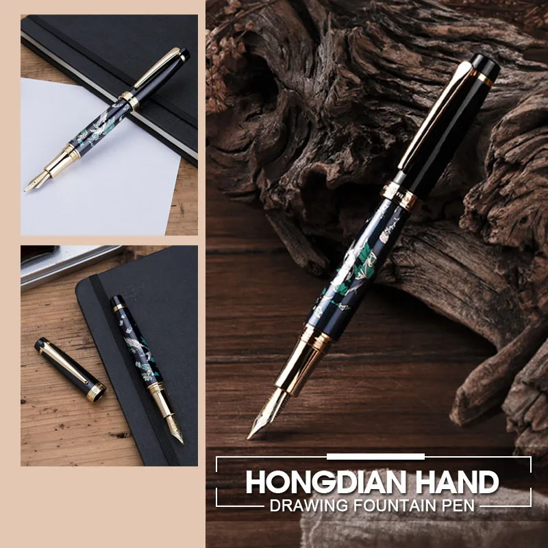 HongDian перьевая ручка для ручного рисования синяя сорока F Перо 0,5 мм перьевые ручки подарок офисный бизнес письменный набор канцелярские принадлежности