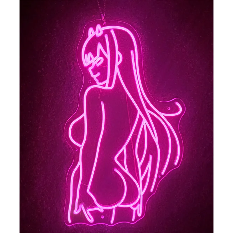 

Led Aesthetic Cute Zero Two Neon Flex Light Sign For Home Room Wall Decor Kawaii Anime Bedroom Decoration Mural Outdoor Lighting