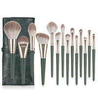 lezyan 14 green makeup brushes set beauty tools green set of brushes makeup tools fan shaped brushes free shipping