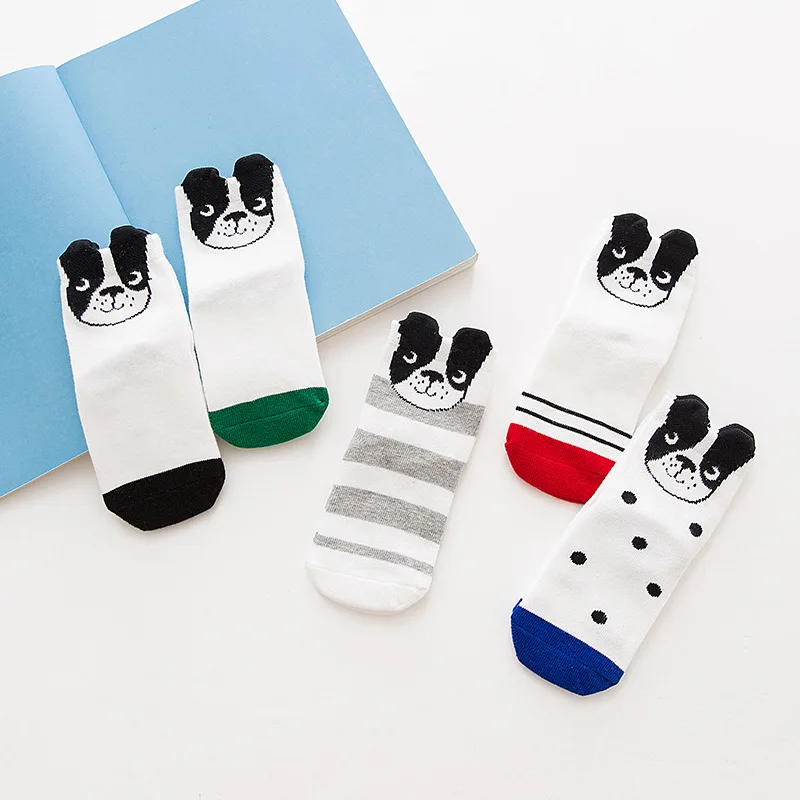 C500 5 Pairs/lot New Autumn Soft Cotton Boys Girls Short Socks Cute Cartoon Pattern Cute Kids Socks for Baby Boys Girls 1-3Y - Цвет: C500