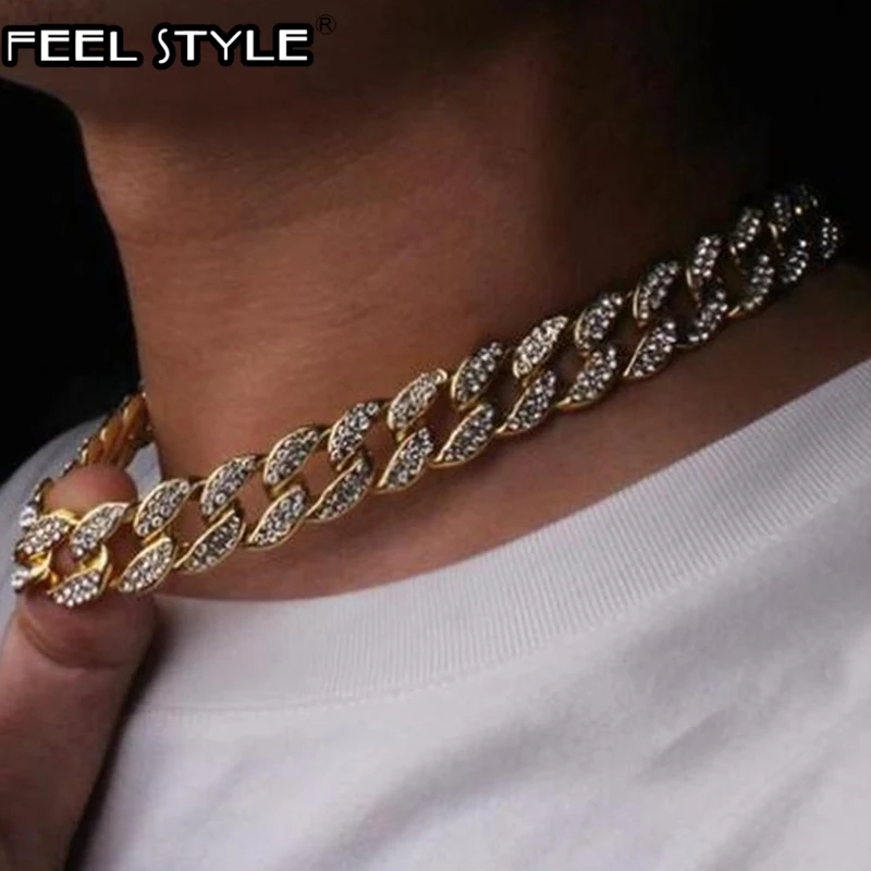 

Цепочка мужская, 15 мм, 30 дюймов, с золотыми камнями