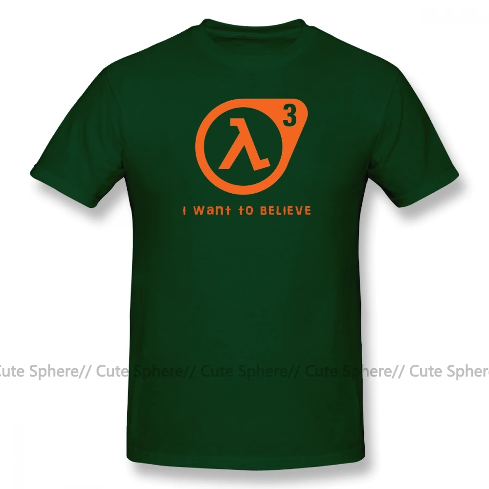 Футболка Half Life 3 футболка с надписью «I Want To Believe» Милая футболка из 100 хлопка Базовая Мужская футболка с короткими рукавами XXX - Цвет: Dark Green