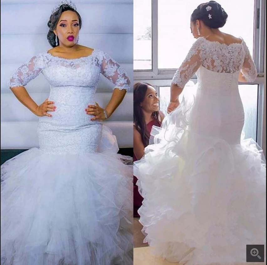 Robe De Mariage Африканские свадебные платья Русалочки размера плюс 2020 кружевные