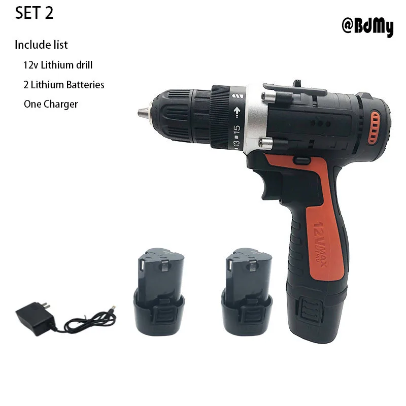 BDMY 12vCordless литиевая электрическая сверление на двойной скорости отвертка дрель