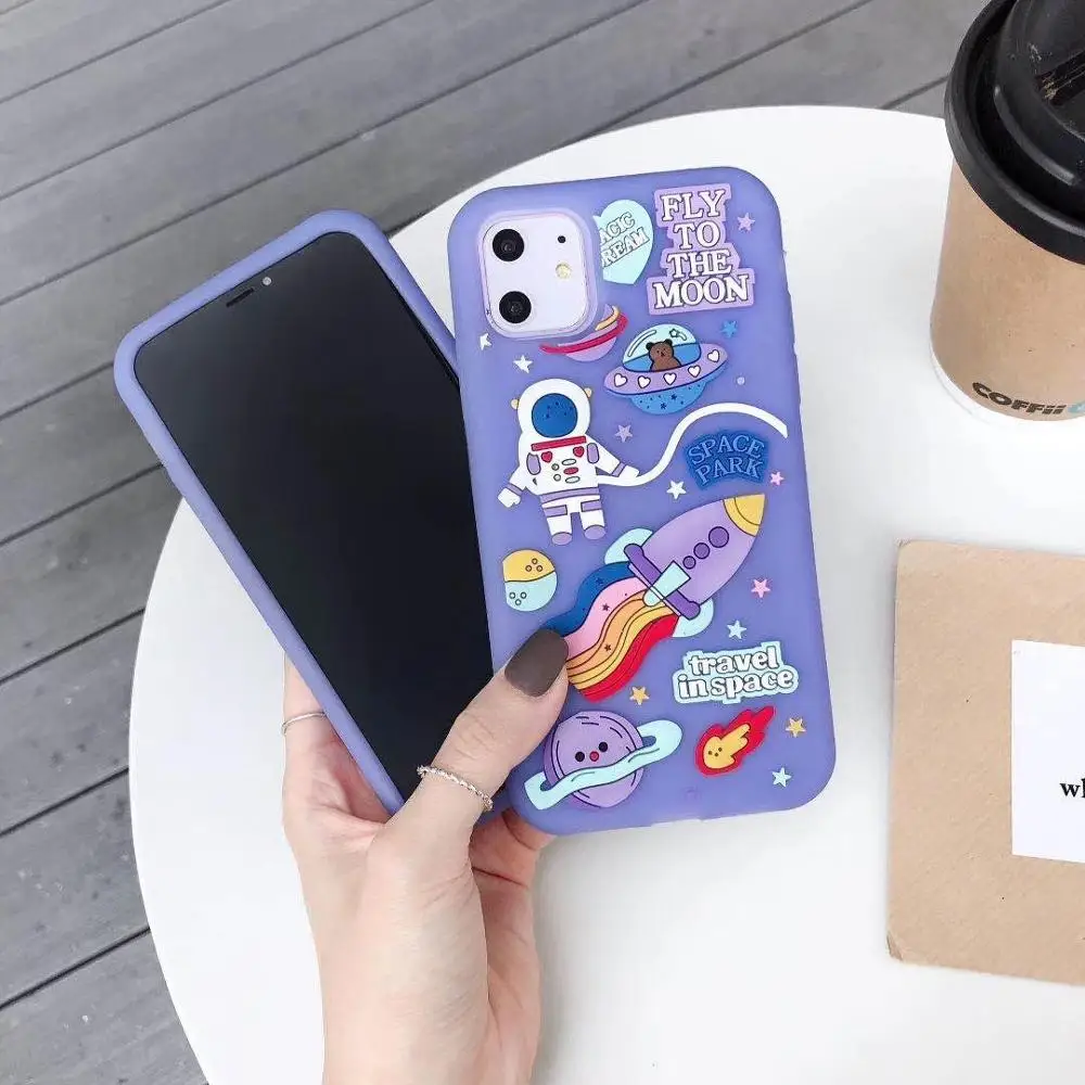 3D милый чехол астронавта для iPhone 11 Pro MAX 7 8 Plus мягкий ТПУ XR XS SE2 мультяшный