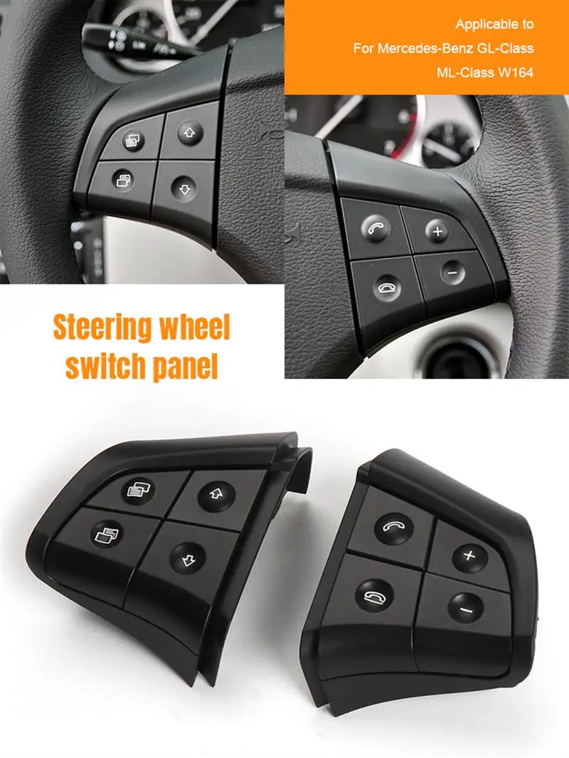 

Steering Wheel Buttons Car Multifunction Switch Phone Control Keys for Benz W164 ML W251 R W245 B Class Replacement Right Yellow