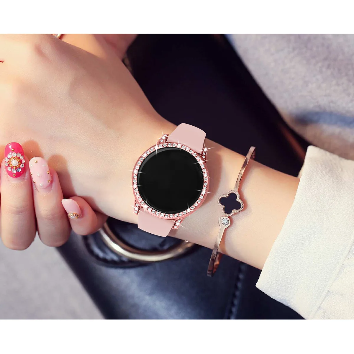 40 мм PC чехол-Бампер Защитный чехол для samsung Galaxy Watch Active для женщин и девушек блестящий чехол для часов с кристаллами