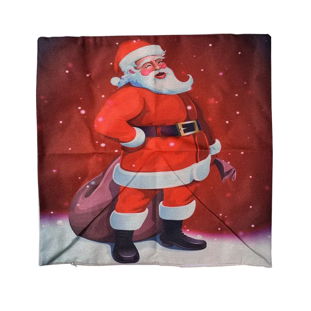 

Christmas Pillow Case Santa Cotton Linen Sofa Car Throw Cushion Cover Home Decor