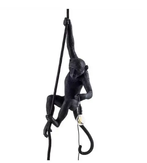 monkey pendant lamp Современная черная лампа в форме обезьяны смолы пеньковая веревка Seletti лампа в форме обезьяны Белая Гостиная обезьяна огни в подвесные светильники подвесной светильник E27 - Цвет корпуса: monkey pendant lamp