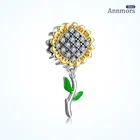 Подвески для браслета с растениями, серебряное покрытие, желтый подсолнух, подходят для оригинального браслета, Подсолнухи, золотые подвески, подарки для женщин