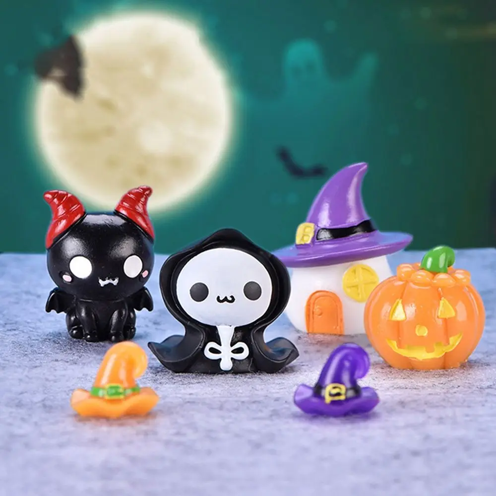 Minidecoraci&oacute;n de Halloween, murci&eacute;lago en miniatura, calabaza, fantasma, Ara&ntilde;a, decoraci&oacute;n de resina, adornos, accesorios para casa de mu&ntilde;ecas-0