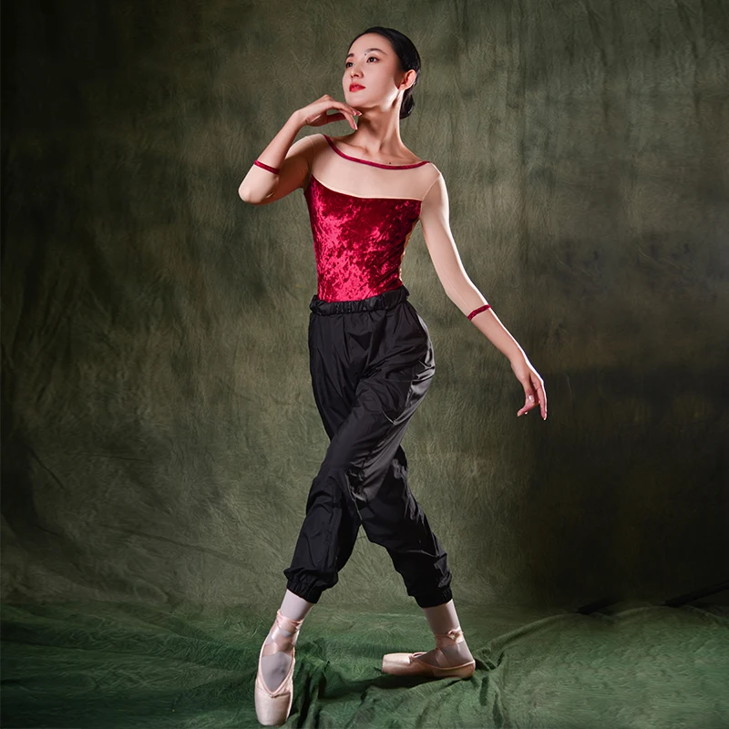 

2020 Ballet Dancers Practice Clothes Long-Sleeved Leotards For Women Winter Velvet Gymnastics Bodysuit Ballet Tutu Dance Wear