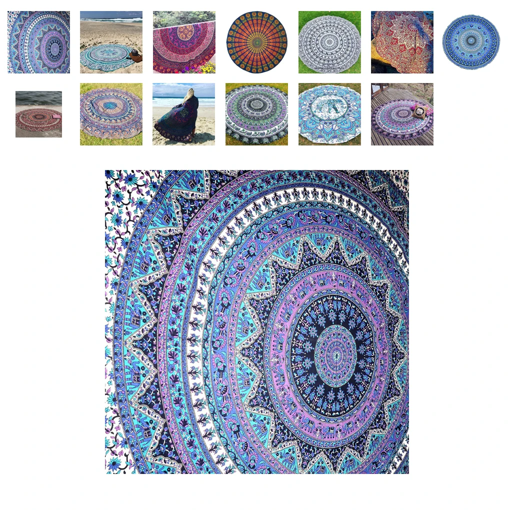 Круглый тотемный узор пляжное полотенце Йога коврик палантин шифоновая скатерть