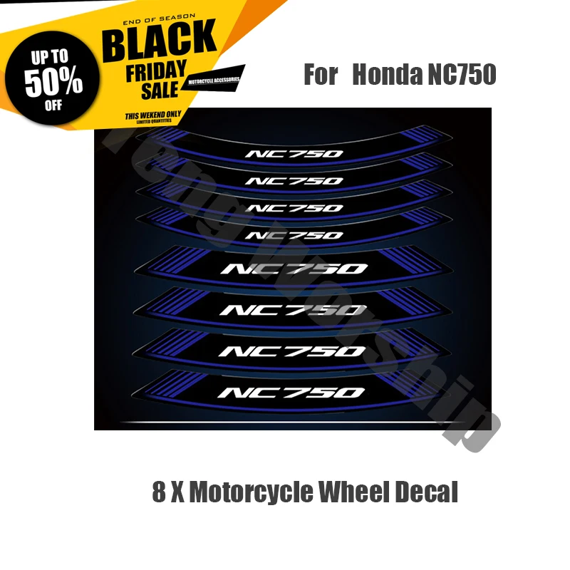 

8 X наклейки на шины для мотоциклов, креативные наклейки с толстыми краями и внешним ободом для HONDA NC750 nc 750, персонализированные фотонаклейки