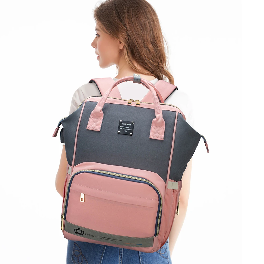 

Mummy Maternity Nappy Bag Backpack Nursing Bag Large Capacity Travel w/USB Port Shoulder School Bags Cute Knapsack