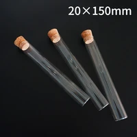 8pcslot clear 20x150mm glass test tube with cork flat bottom