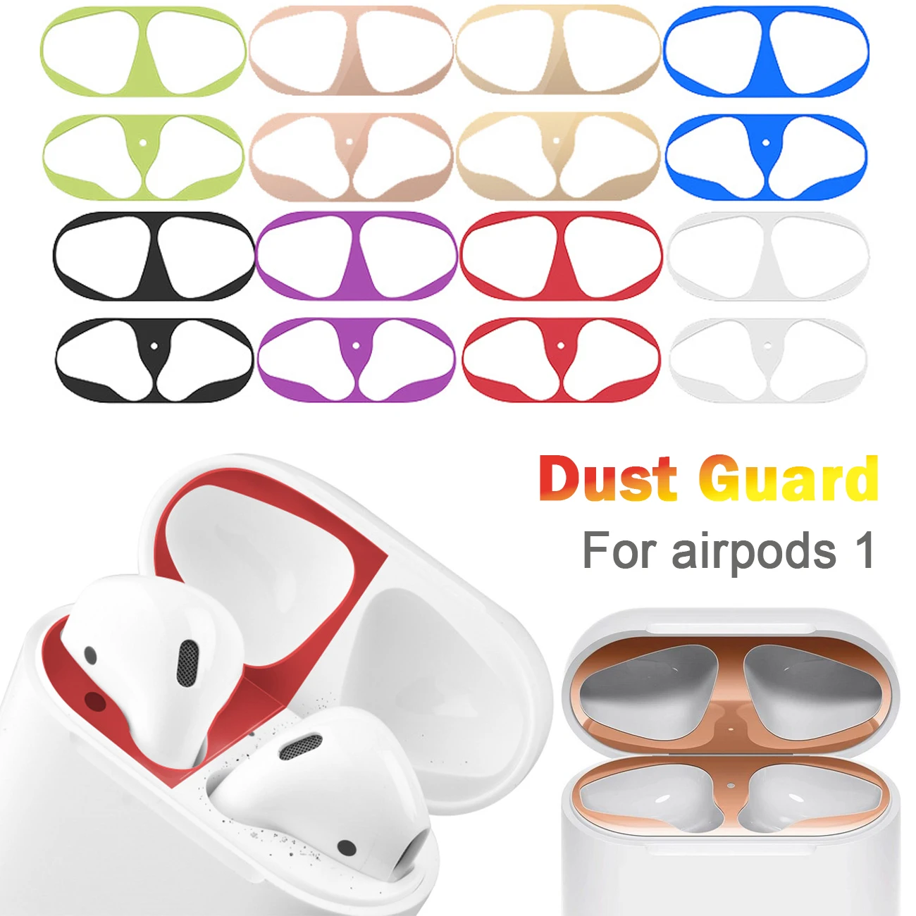 Dust Guard Ultra Thin Skin Protective Cover Metal Film Sticker Iron Shavings Shell Dust Guard For AirPods 1 Skin Earphones Pouch