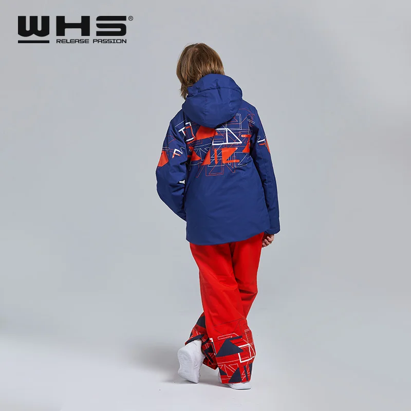 WHS НОВЫЕ Мальчики лыжный костюм ребенок снег куртка и брюки водонепроницаемый