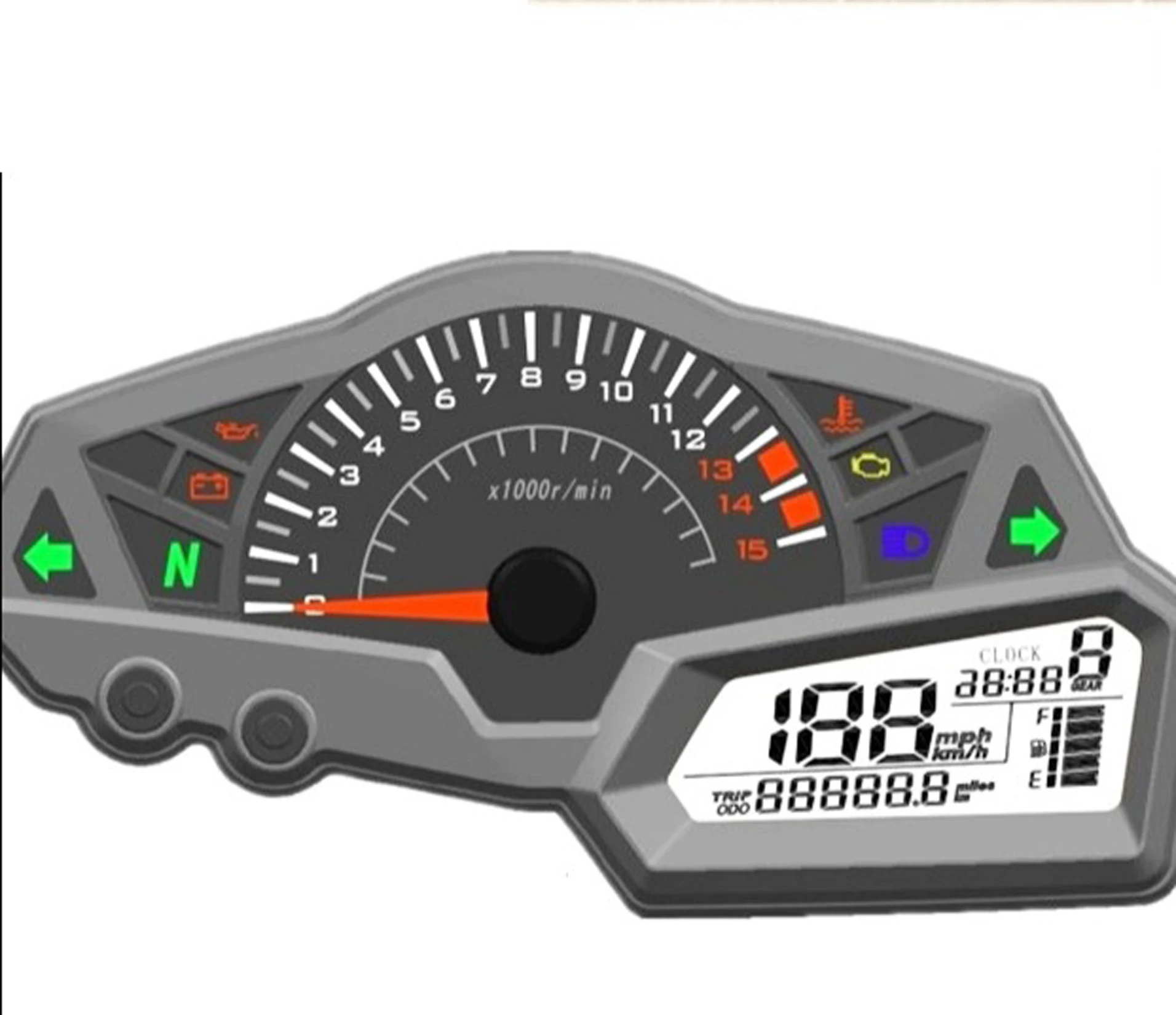 SAMDO Универсальный 6 Шестерни ЖК-дисплей мотоцикл Скорость ometer одометром об/мин