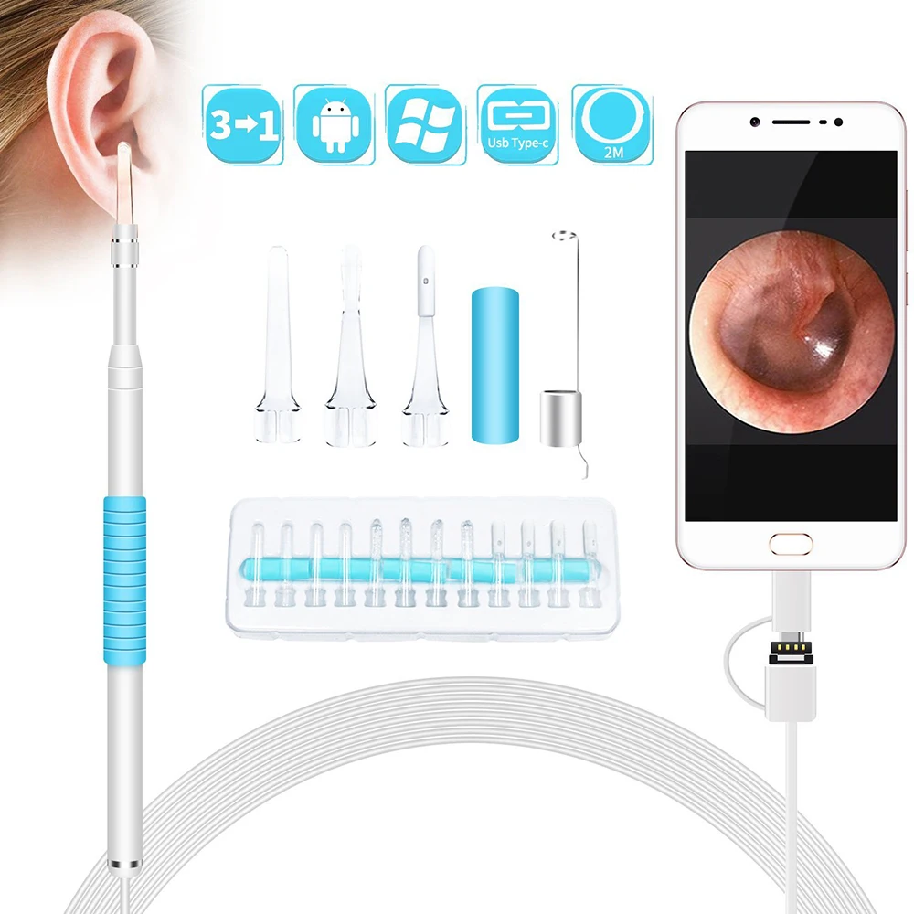 

Цифровой Отоскоп USB камера для ухода за ушами 5,5 мм визуальный ушной очиститель эндоскоп МП мини-удаление ушного воска телефон для Android ПК