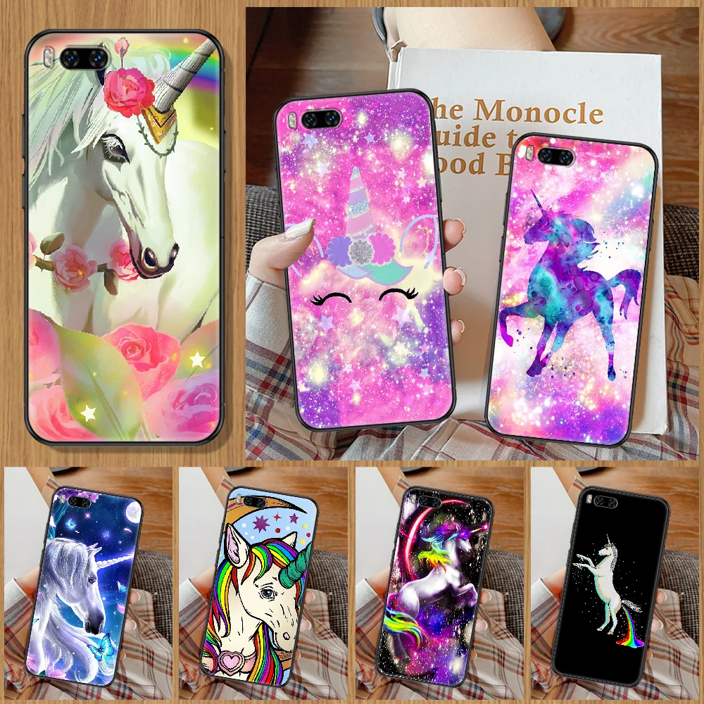 Cute Cartoon Rainbow Unicorn Phone Case For Xiaomi Mi Note 8 9 10 11 9T 10T A3 Lite Pro Ultra black silicone cell cover luxury |